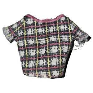 Barbie Short Sleeve T Shirt Plaid Print Top Doll Clothes Accessories RARE